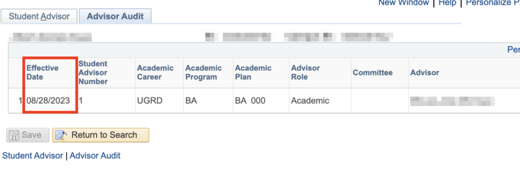 Advisor assignment with 8/28/23 effective date