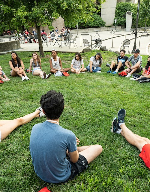 Student sitting in the grass